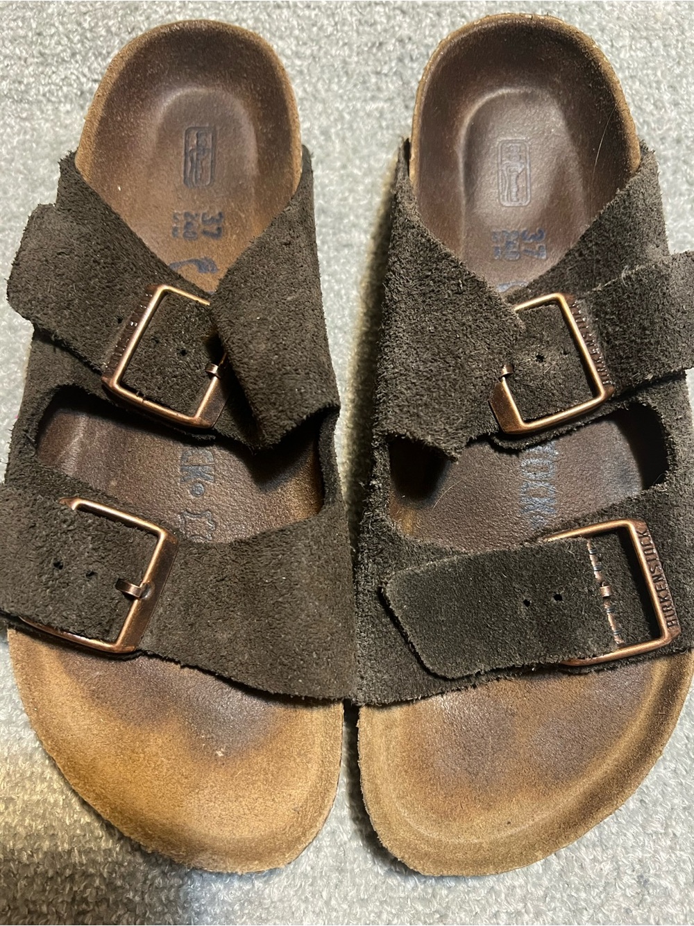 Birkenstock Brown Suede Two-Strap Sandals